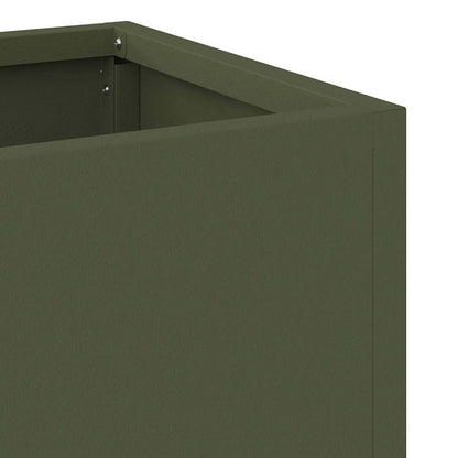 Höjdträdgårdsplanterare Olivgrön 100 x 26 x 82 cm Stål