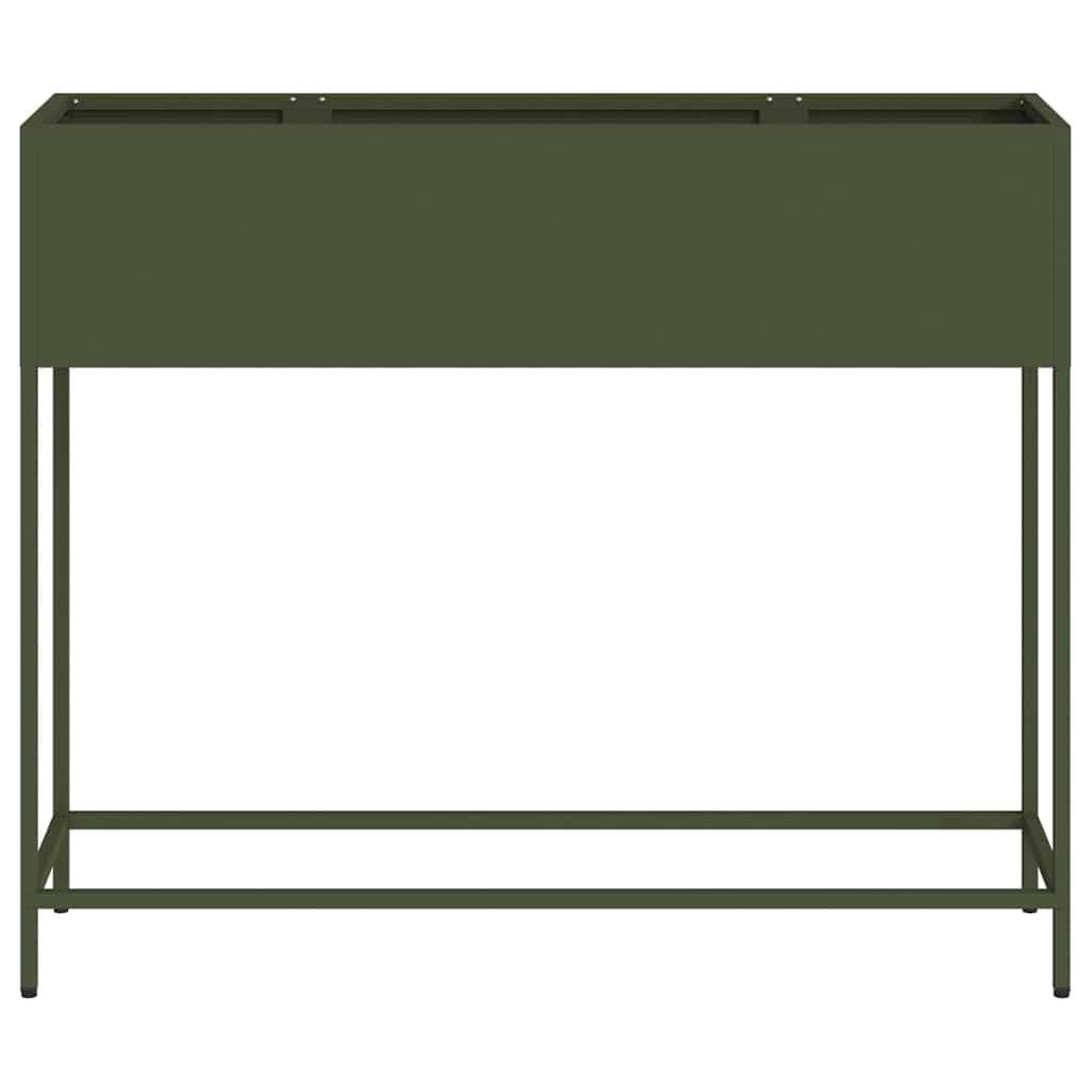 Höjdträdgårdsplanterare Olivgrön 100 x 26 x 82 cm Stål