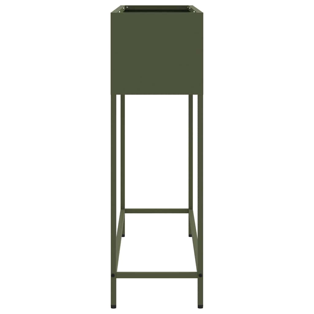 Höjdträdgårdsplanterare Olivgrön 100 x 26 x 82 cm Stål