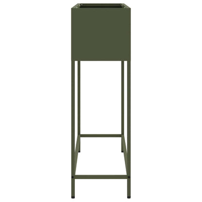 Höjdträdgårdsplanterare Olivgrön 100 x 26 x 82 cm Stål