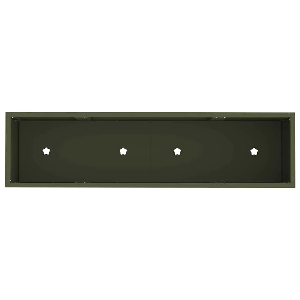 Höjdträdgårdsplanterare Olivgrön 100 x 26 x 82 cm Stål