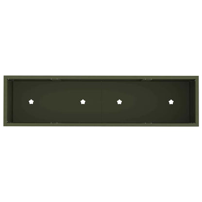 Höjdträdgårdsplanterare Olivgrön 100 x 26 x 82 cm Stål
