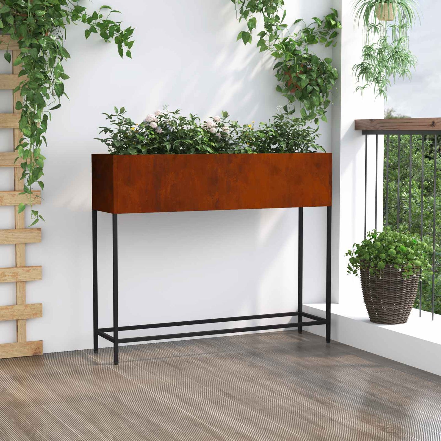 Höjdträdgårdsplanterare Rostig 100 x 26 x 82 cm