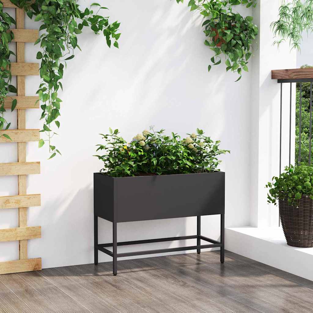 Höjdträdgårdsplanterare Svart 60 x 26 x 45 cm Stål