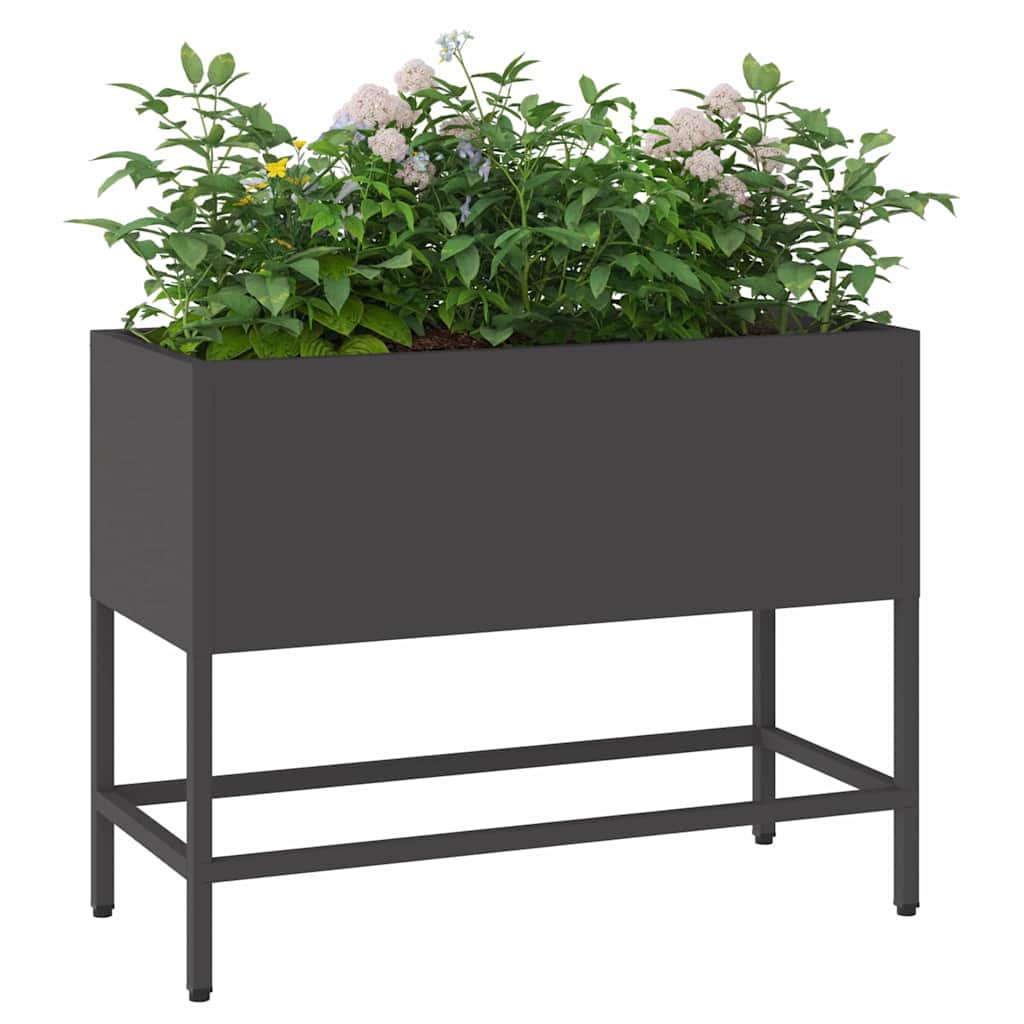 Höjdträdgårdsplanterare Svart 60 x 26 x 45 cm Stål