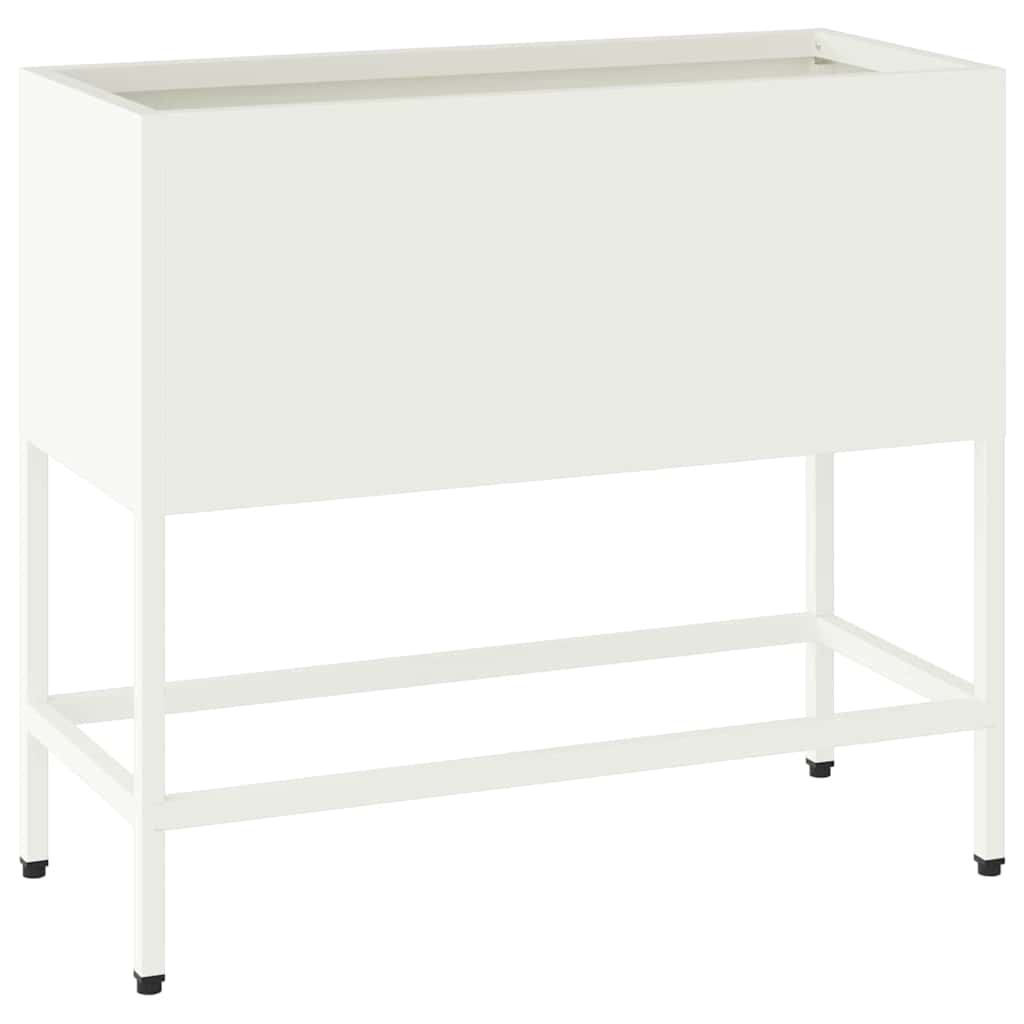 Höjdträdgårdsplanterare Vit 60 x 26 x 48 cm Stål