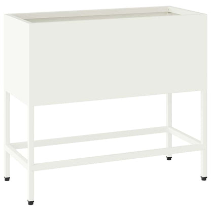 Höjdträdgårdsplanterare Vit 60 x 26 x 48 cm Stål