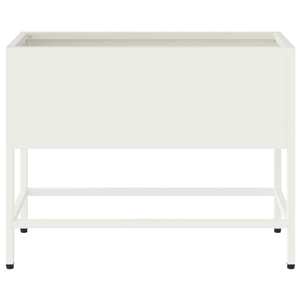Höjdträdgårdsplanterare Vit 60 x 26 x 48 cm Stål
