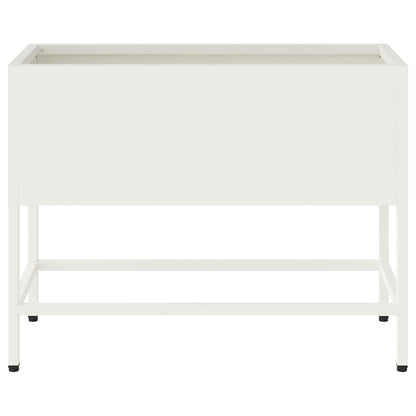Höjdträdgårdsplanterare Vit 60 x 26 x 48 cm Stål