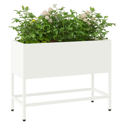 Höjdträdgårdsplanterare Vit 60 x 26 x 48 cm Stål