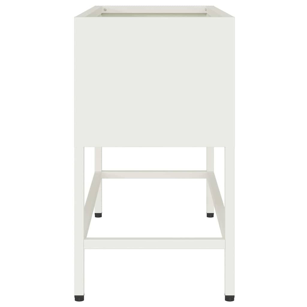 Höjdträdgårdsplanterare Vit 60 x 26 x 48 cm Stål