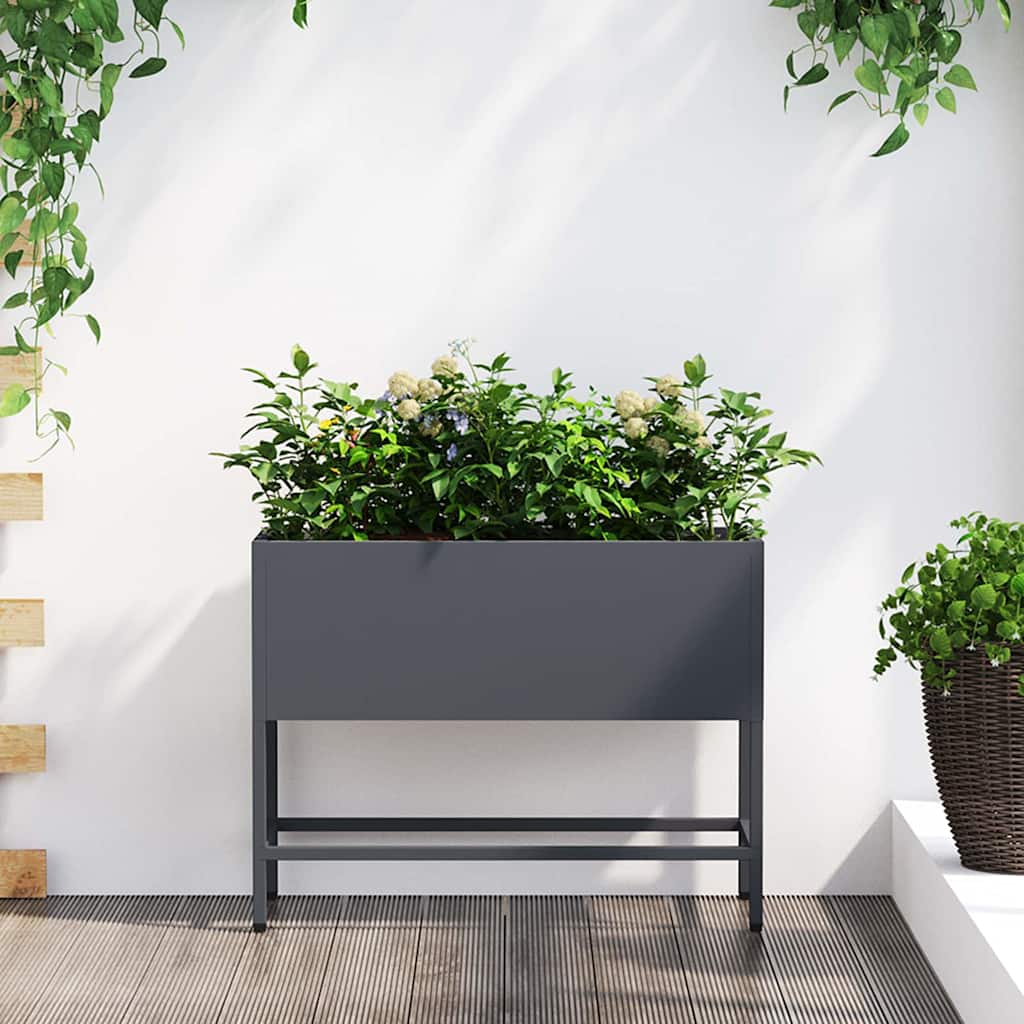 Höjdträdgårdsplanterare Antracit 60 x 26 x 45 cm Stål