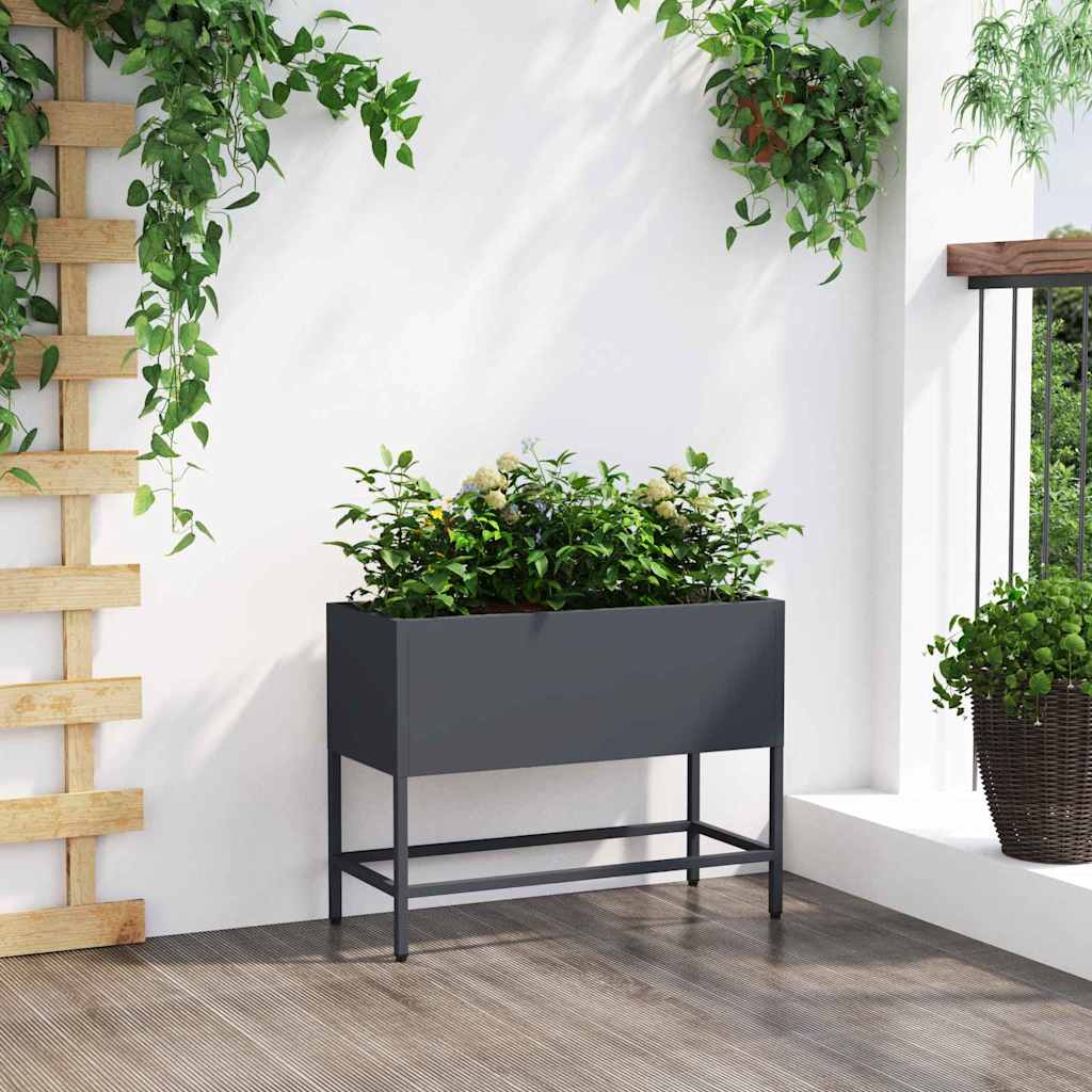 Höjdträdgårdsplanterare Antracit 60 x 26 x 45 cm Stål