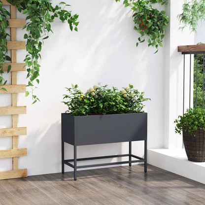 Höjdträdgårdsplanterare Antracit 60 x 26 x 45 cm Stål