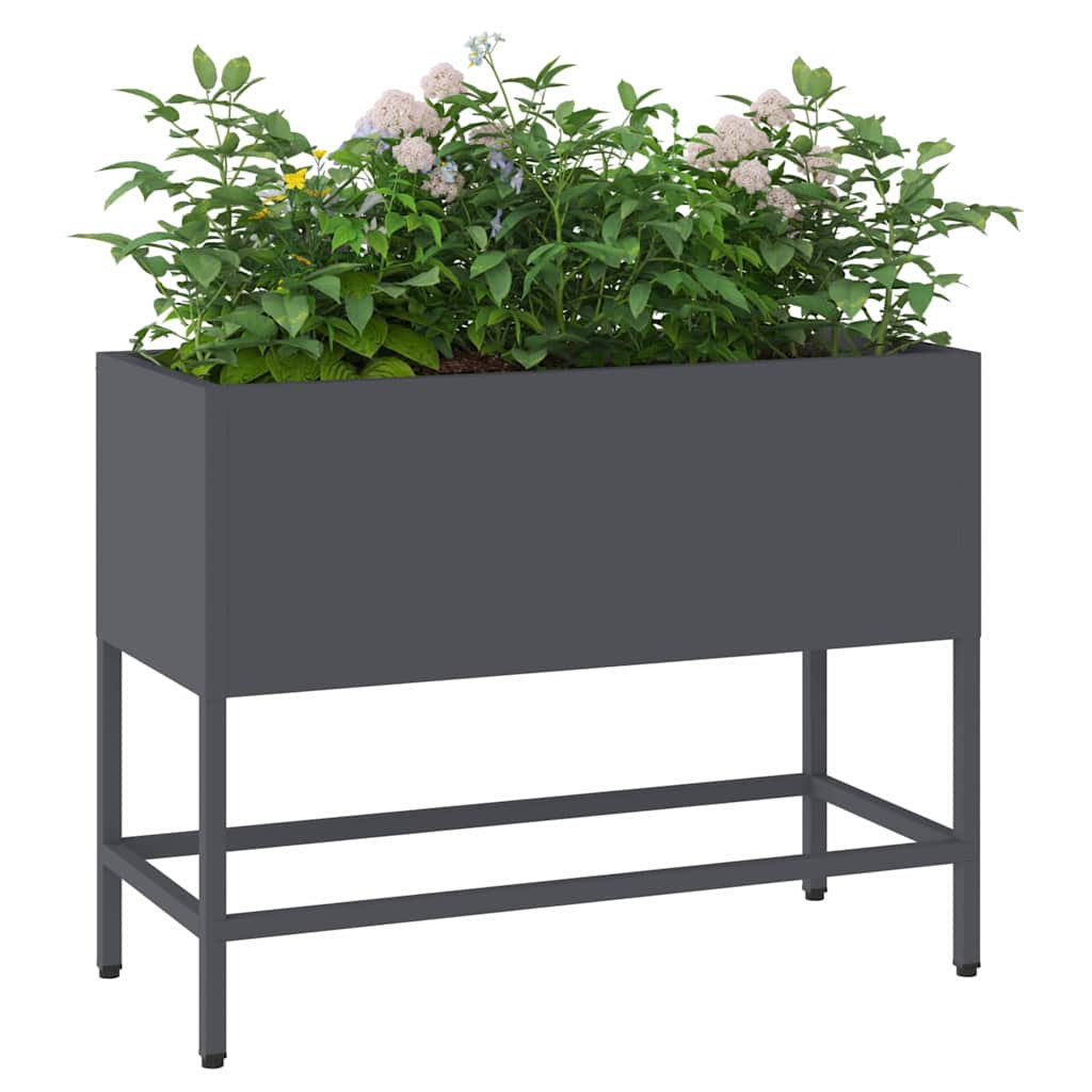 Höjdträdgårdsplanterare Antracit 60 x 26 x 45 cm Stål