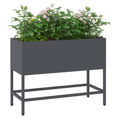Höjdträdgårdsplanterare Antracit 60 x 26 x 45 cm Stål