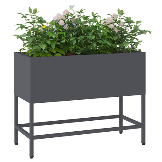 Höjdträdgårdsplanterare Antracit 60 x 26 x 45 cm Stål