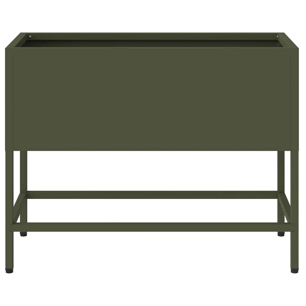 Höjdträdgårdsplanterare Olivgrön 60 x 26 x 45 cm Stål