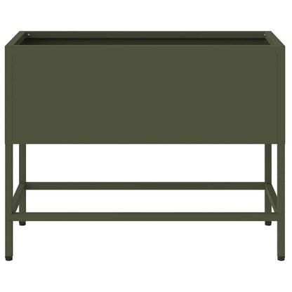 Höjdträdgårdsplanterare Olivgrön 60 x 26 x 45 cm Stål