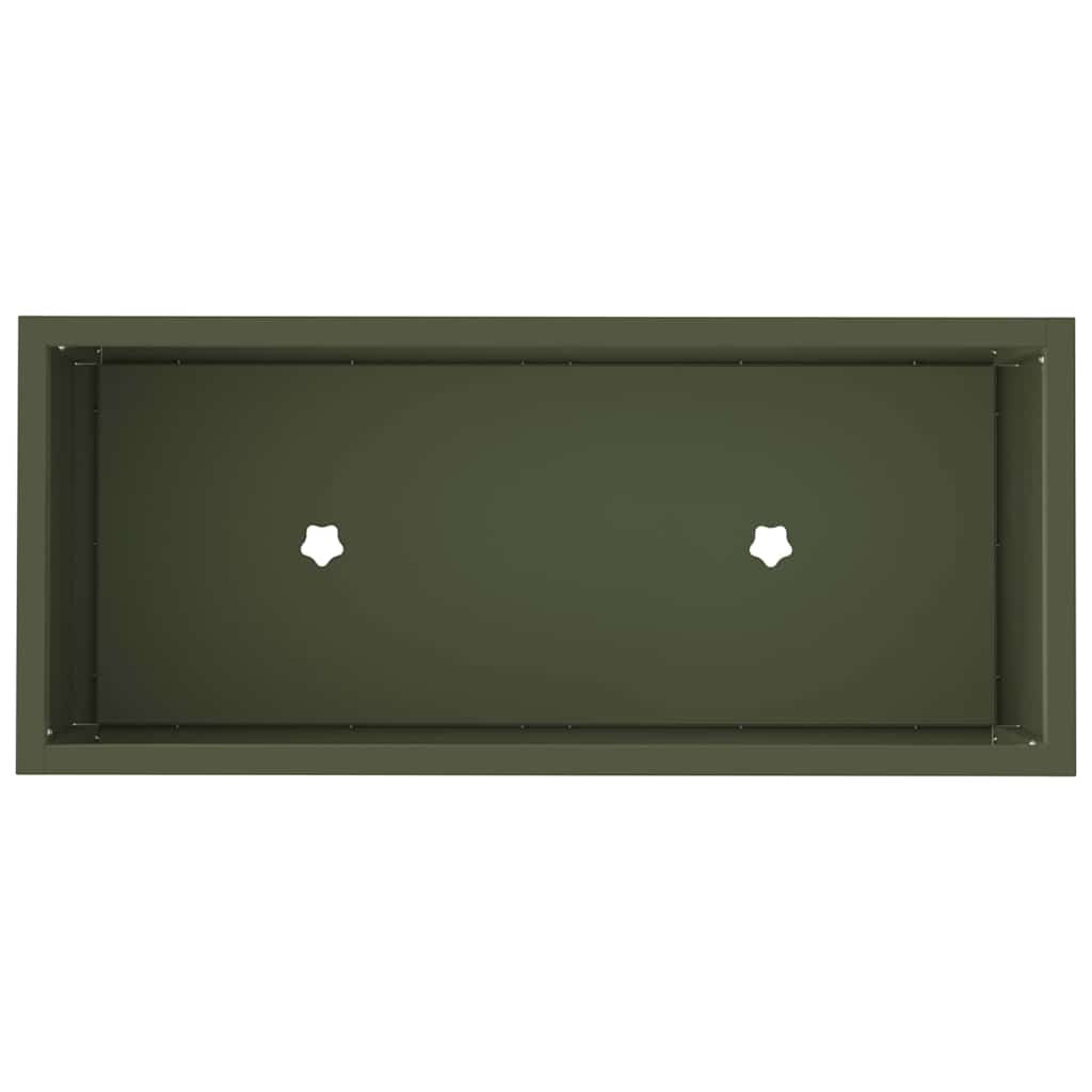 Höjdträdgårdsplanterare Olivgrön 60 x 26 x 45 cm Stål