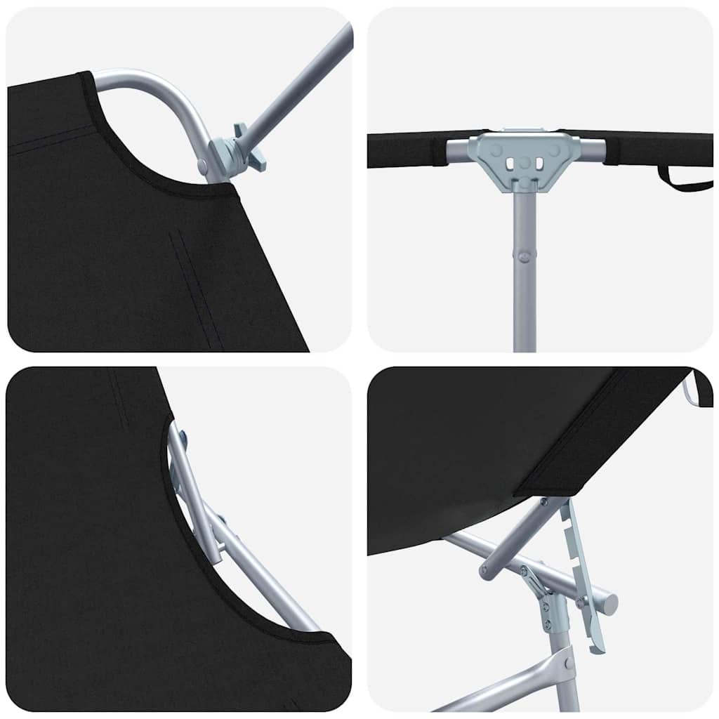 Solstol 2 pcs Svart 58 x 188 x 77cm Polyester