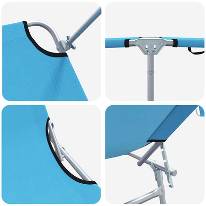 Solstol 2 pcs Ljusblå 58 x 188 x 77cm Polyester