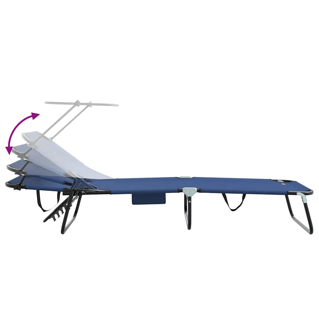 Hopfällbar solstol Blå 190 x 57 x 81 cm oxford