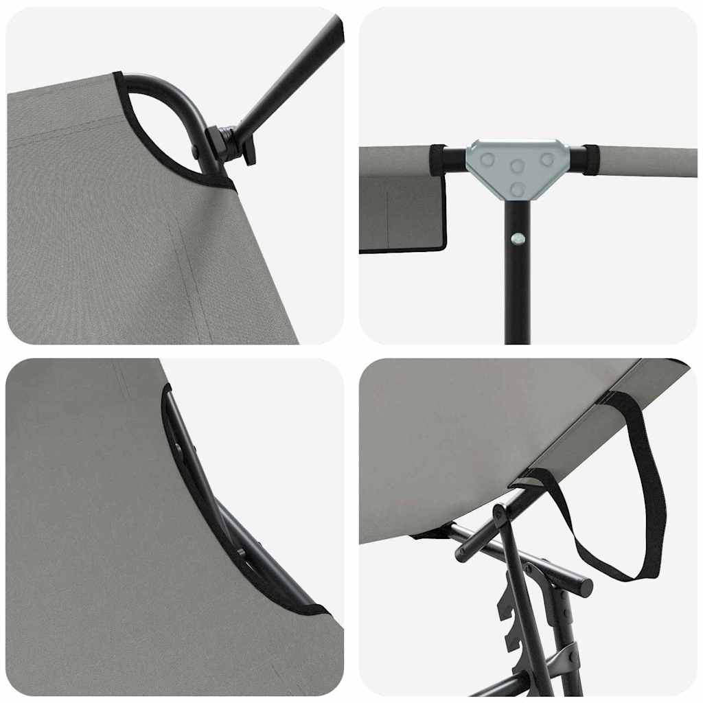 Hopfällbar solstol Grå 190 x 57 x 81 cm oxford