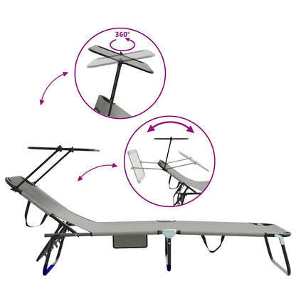 Hopfällbar solstol Grå 190 x 57 x 81 cm oxford