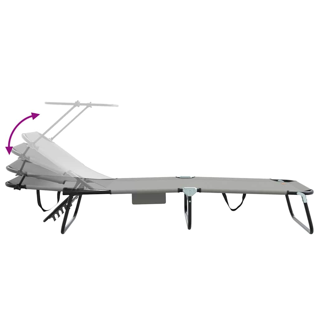 Hopfällbar solstol Grå 190 x 57 x 81 cm oxford