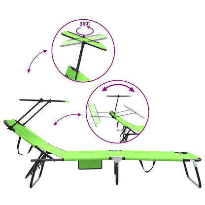 Hopfällbar solstol 2 pcs Grön 190 x 57 x 81 cm oxford