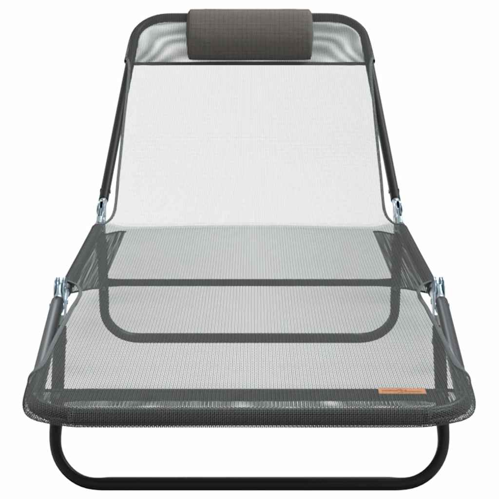 Hopfällbar solstol Grå 182 x 55 x 85,5 cm Textilene