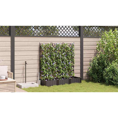 Trädgårdsplanterare 3 pcs Brun 120 x 40 x 125,5 cm Plast