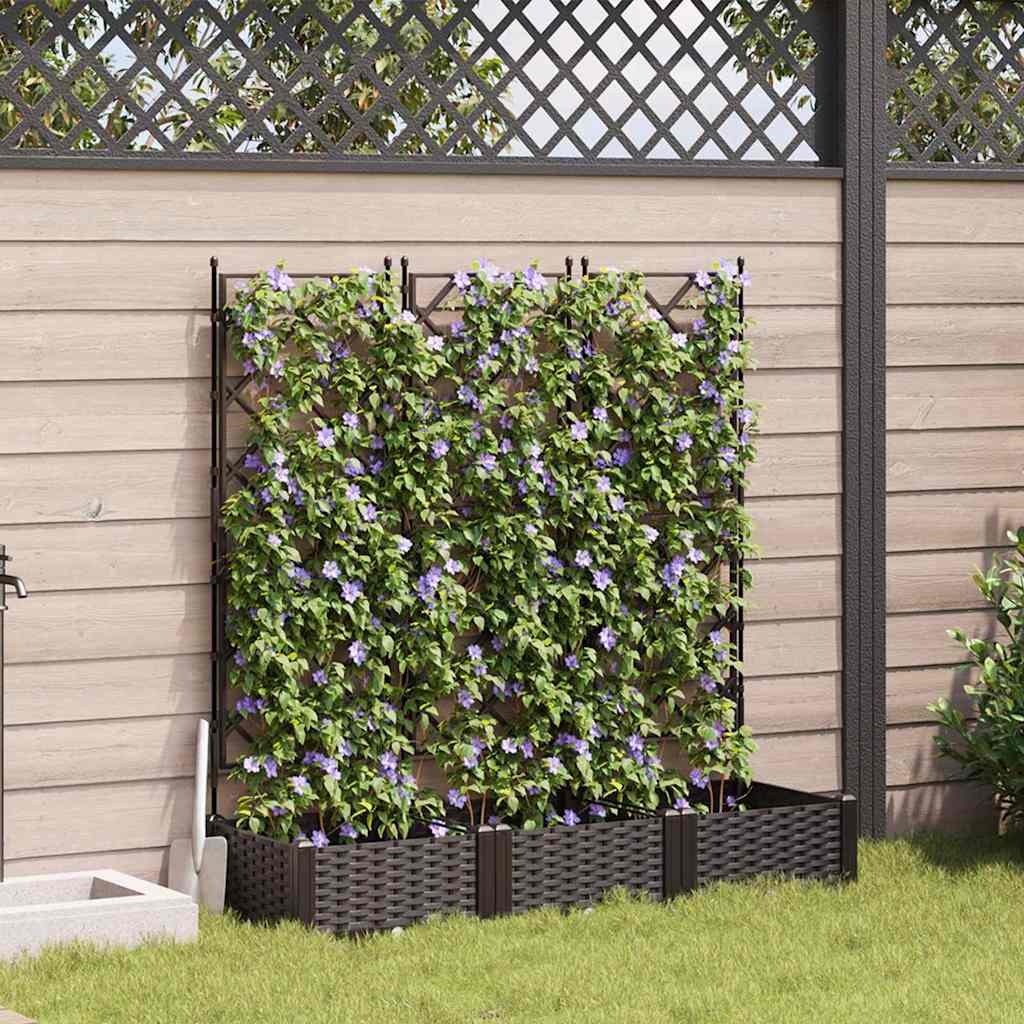 Trädgårdsplanterare 3 pcs Brun 120 x 40 x 125,5 cm Plast