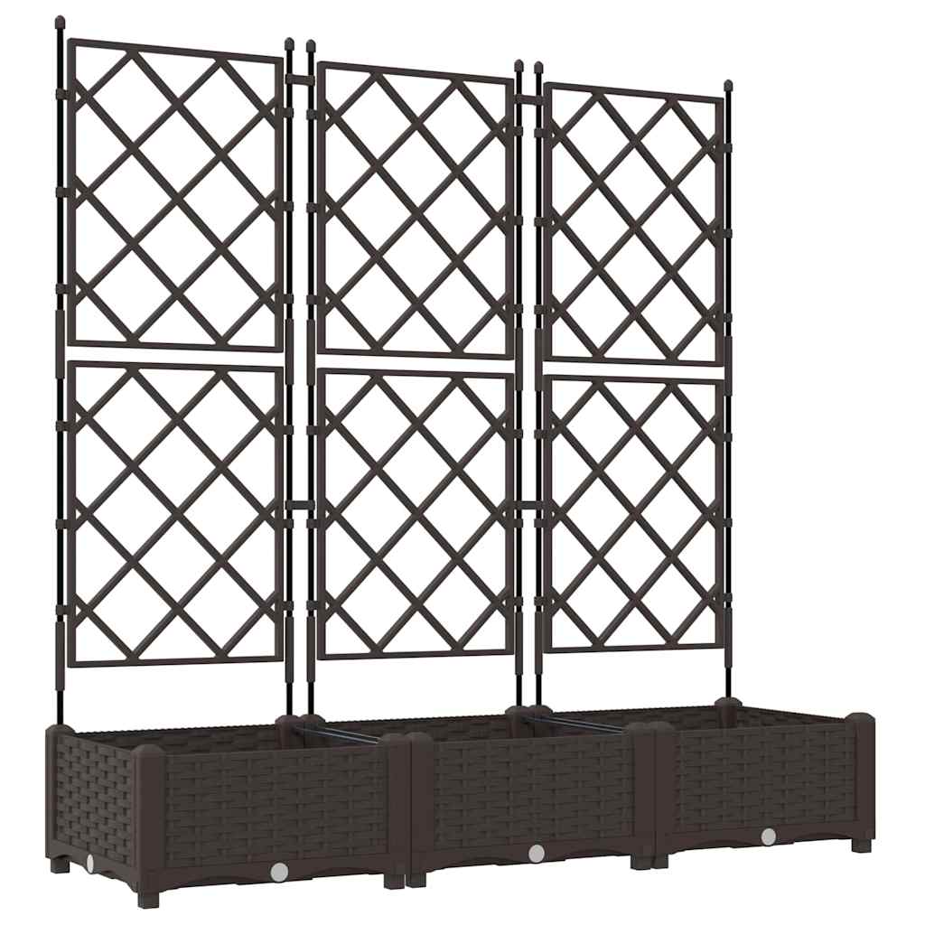 Trädgårdsplanterare 3 pcs Brun 120 x 40 x 125,5 cm Plast