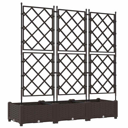 Trädgårdsplanterare 3 pcs Brun 120 x 40 x 125,5 cm Plast