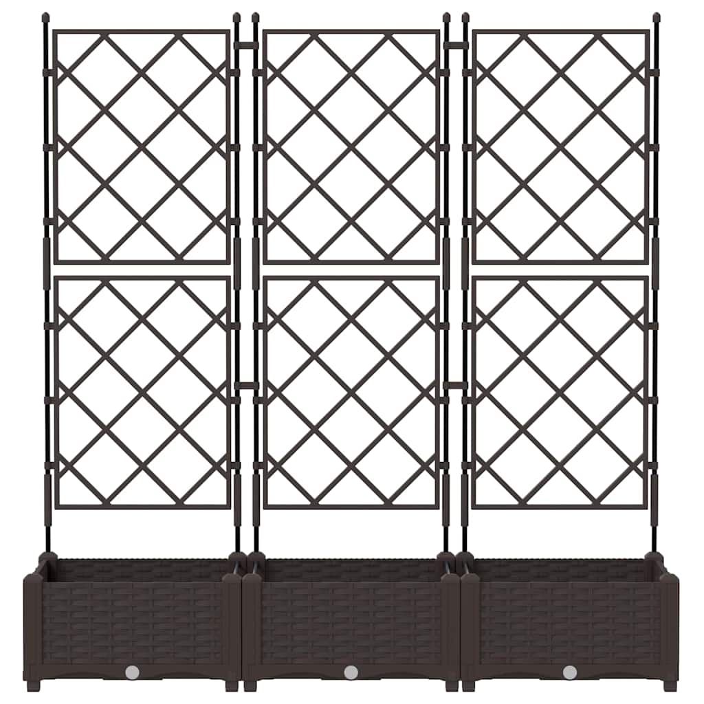 Trädgårdsplanterare 3 pcs Brun 120 x 40 x 125,5 cm Plast