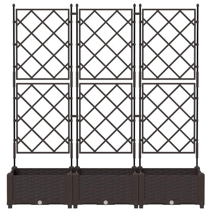Trädgårdsplanterare 3 pcs Brun 120 x 40 x 125,5 cm Plast