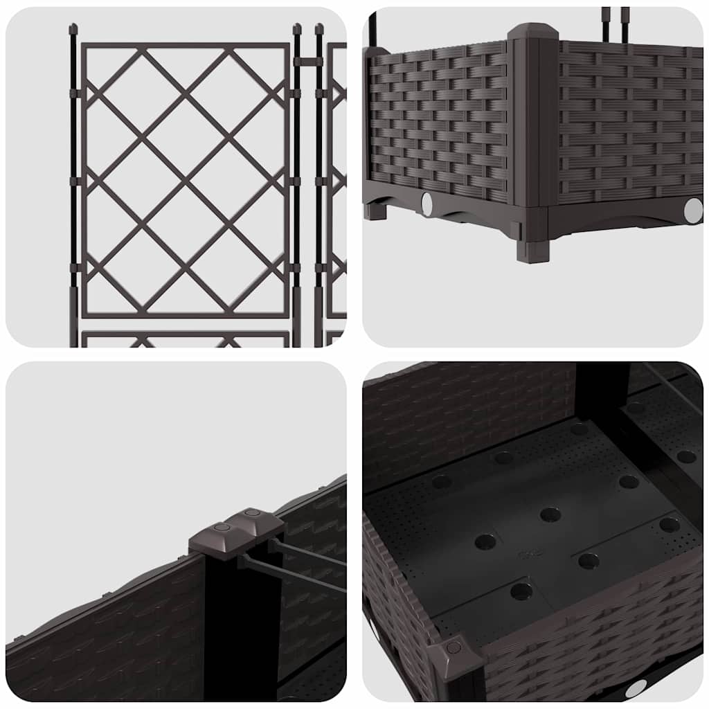 Trädgårdsplanterare 5 pcs Brun 120 x 120 x 125,5 cm Plast