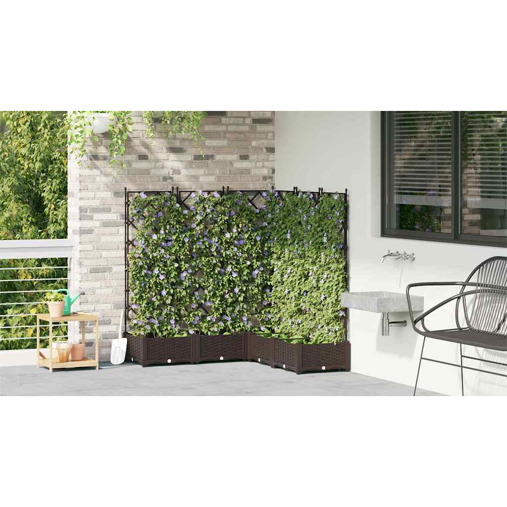 Trädgårdsplanterare 5 pcs Brun 120 x 120 x 125,5 cm Plast
