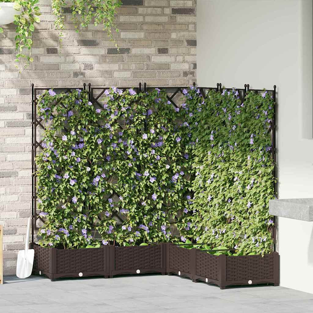 Trädgårdsplanterare 5 pcs Brun 120 x 120 x 125,5 cm Plast