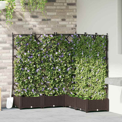 Trädgårdsplanterare 5 pcs Brun 120 x 120 x 125,5 cm Plast