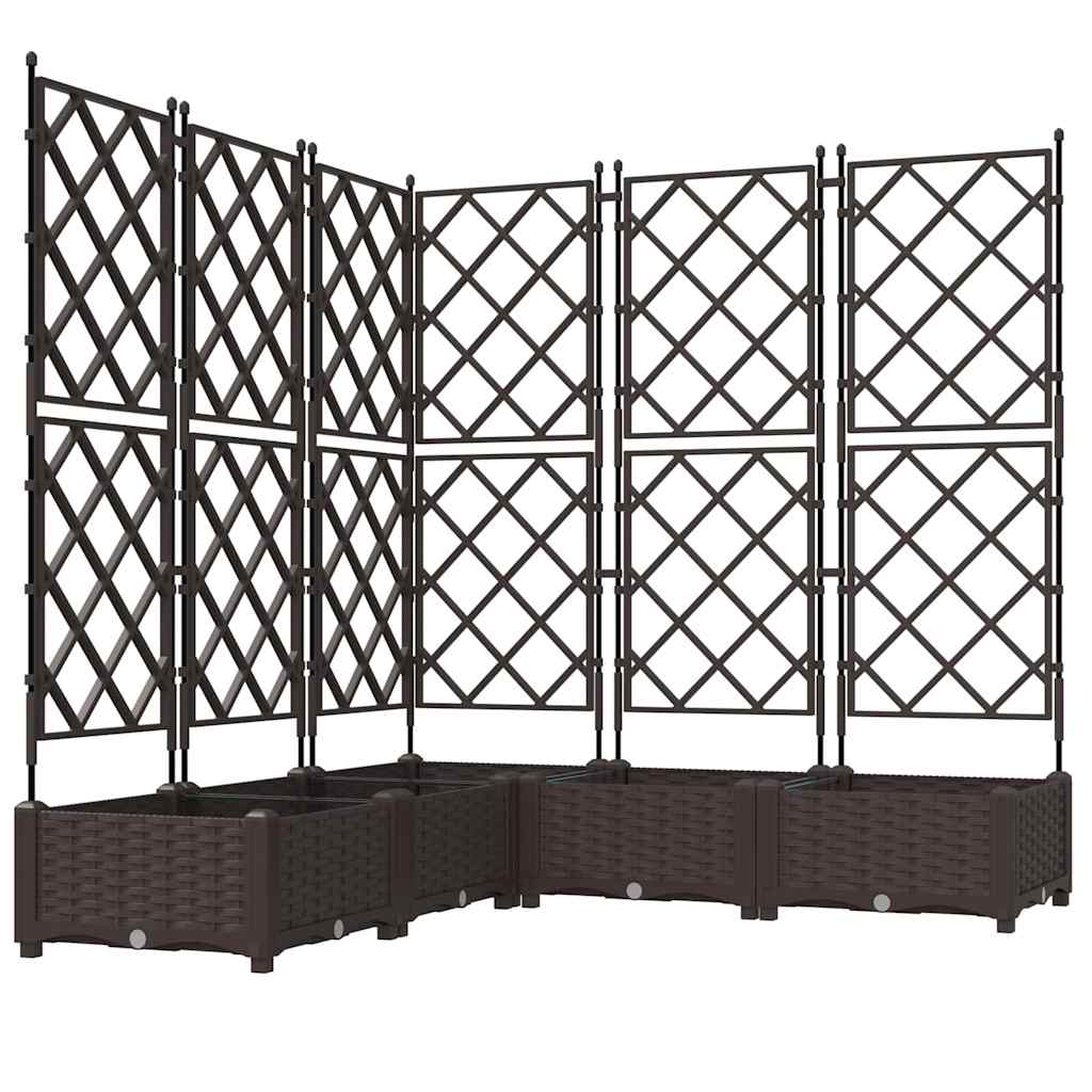 Trädgårdsplanterare 5 pcs Brun 120 x 120 x 125,5 cm Plast