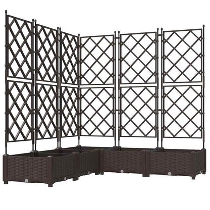 Trädgårdsplanterare 5 pcs Brun 120 x 120 x 125,5 cm Plast