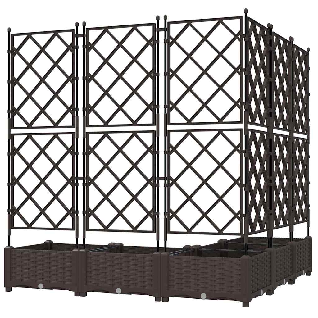 Trädgårdsplanterare 5 pcs Brun 120 x 120 x 125,5 cm Plast