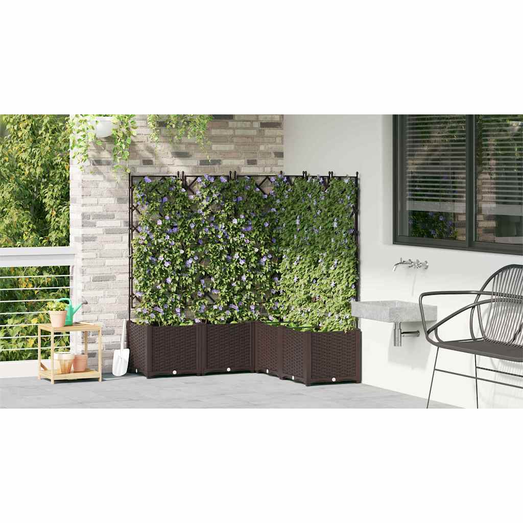 Trädgårdsplanterare 5 pcs Brun 120 x 120 x 143 cm Plast