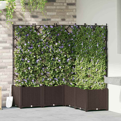 Trädgårdsplanterare 5 pcs Brun 120 x 120 x 143 cm Plast