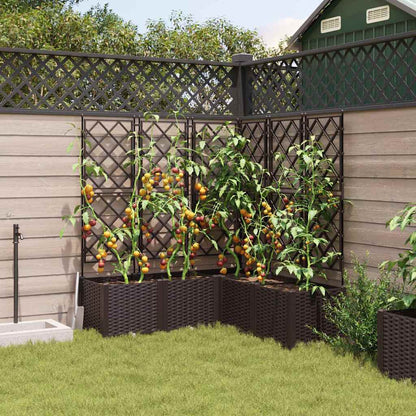 Trädgårdsplanterare 5 pcs Brun 120 x 120 x 143 cm Plast