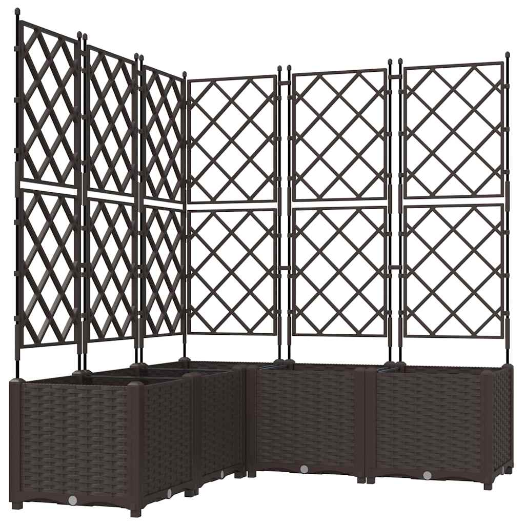 Trädgårdsplanterare 5 pcs Brun 120 x 120 x 143 cm Plast