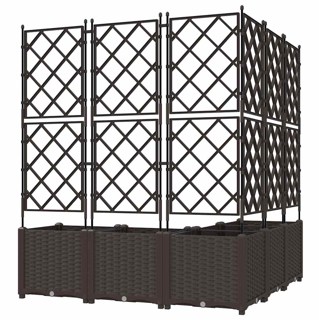 Trädgårdsplanterare 5 pcs Brun 120 x 120 x 143 cm Plast